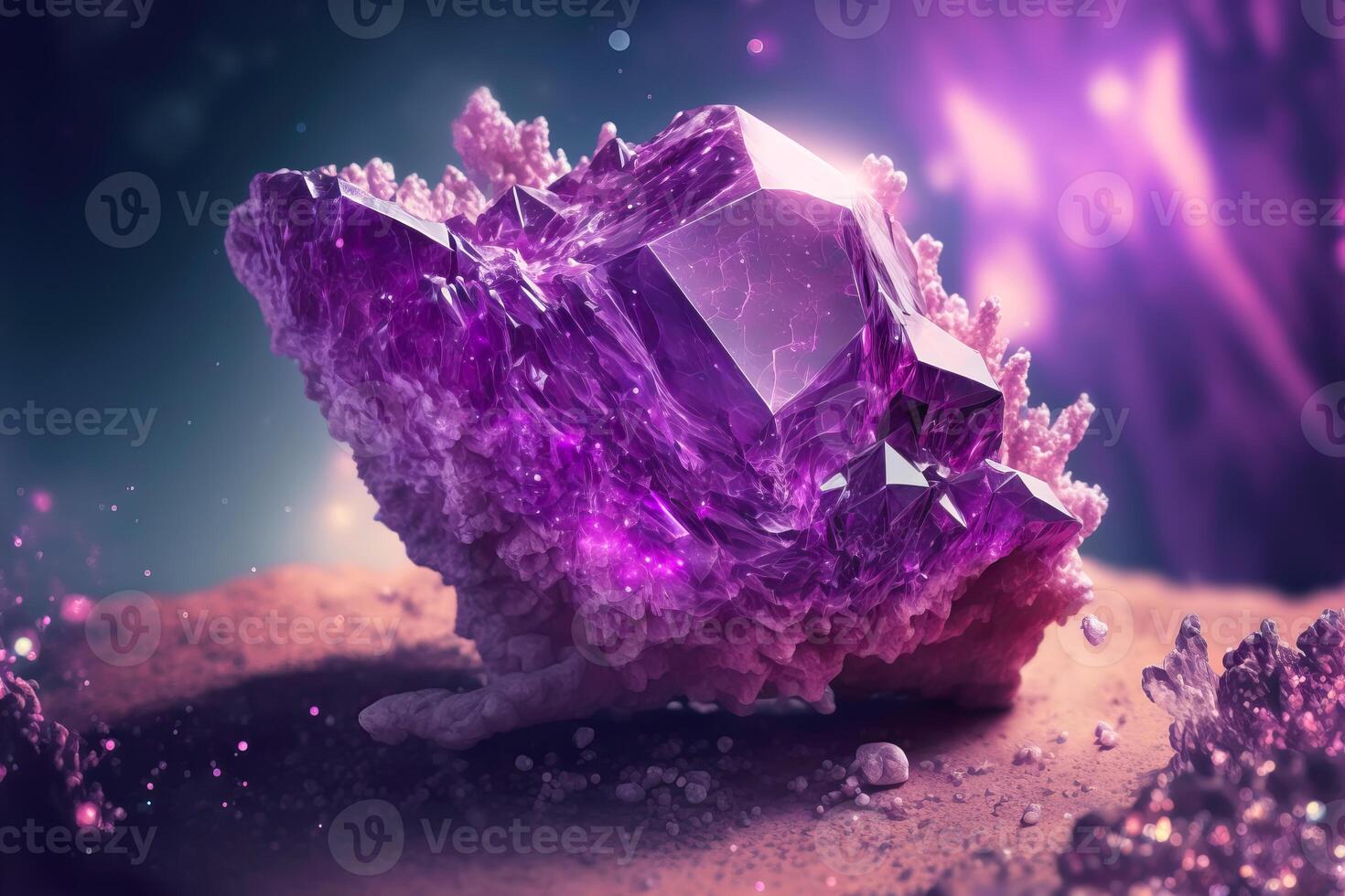 Amethyst druze crystal flowers. Magic fantastic gemstone flowers.  Generative AI illustration 23777434 Stock Photo at Vecteezy