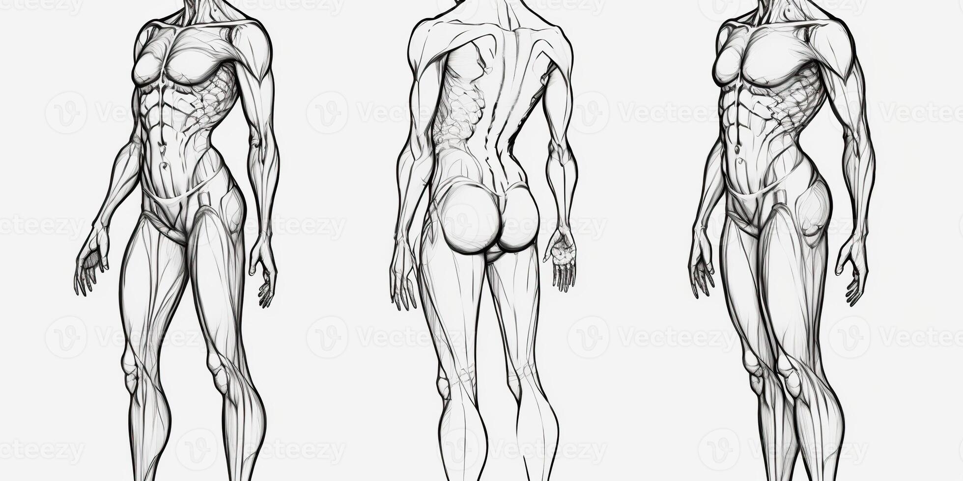 ai generado. ai generativo. humano cuerpo anatomía bosquejo. lata ser usado para estudio medicina decoración. gráfico Arte foto