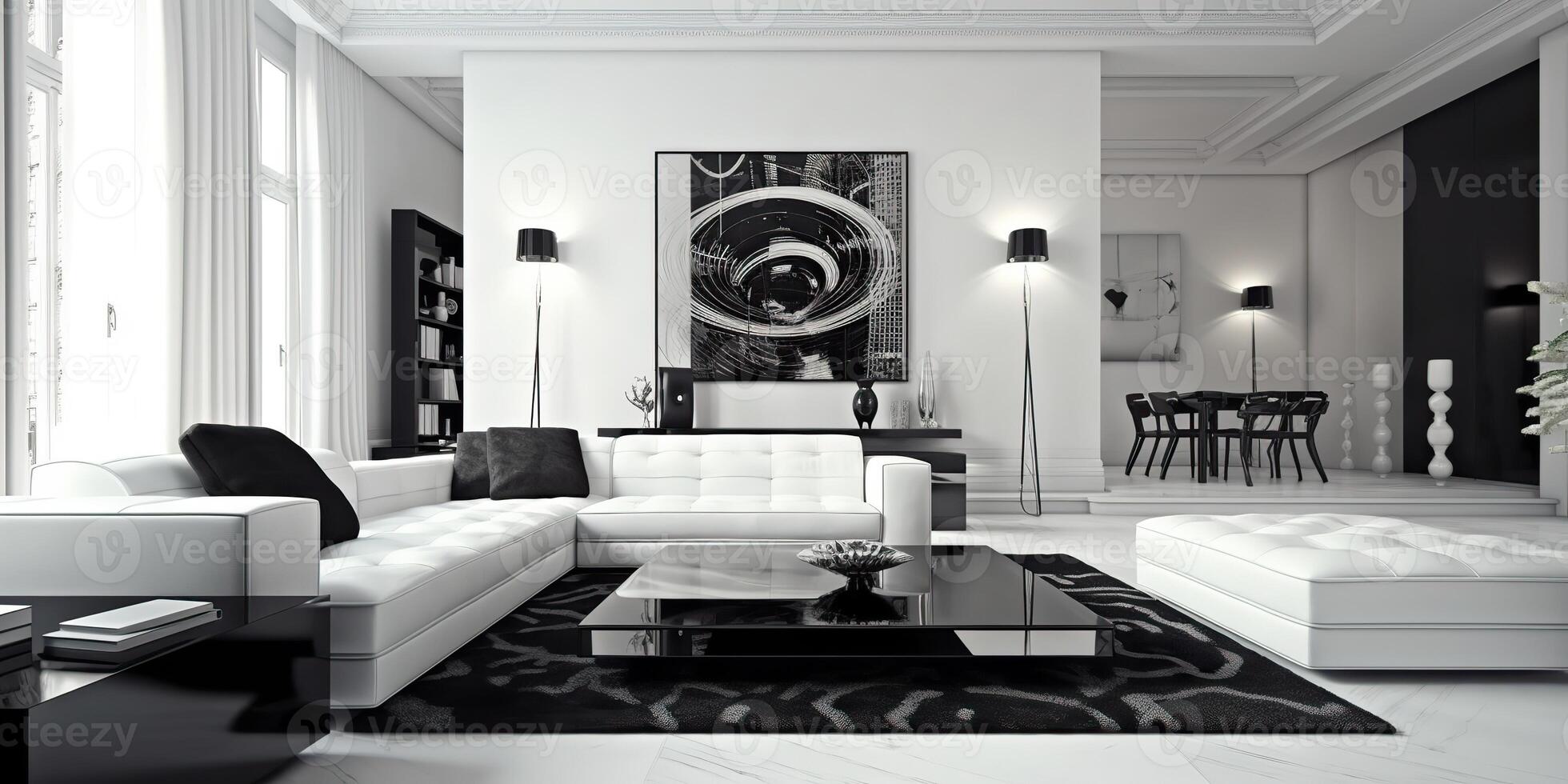 . . Macro shot of photo realistic living luxury room in mininalistic style. Rich calm vibe. Graphic Art