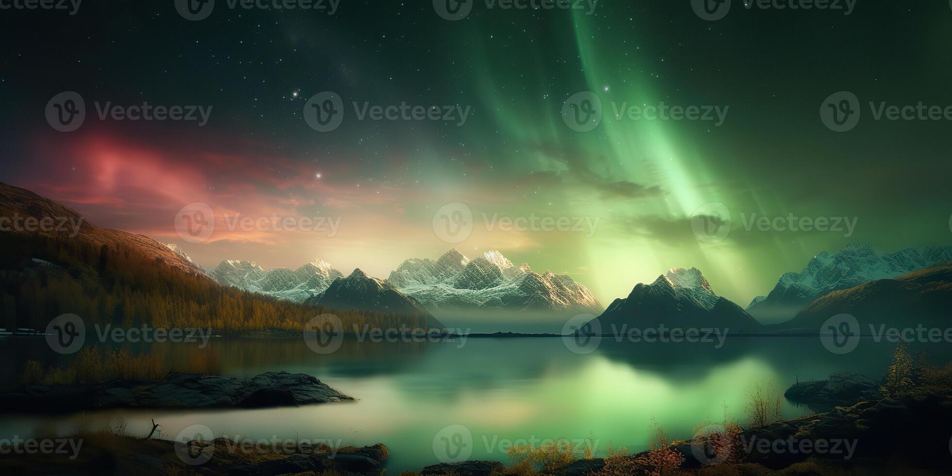 ai generado. foto realista ilustración de Aurora del Norte ligero. aventuras expidición onda. ai generativo. gráfico Arte