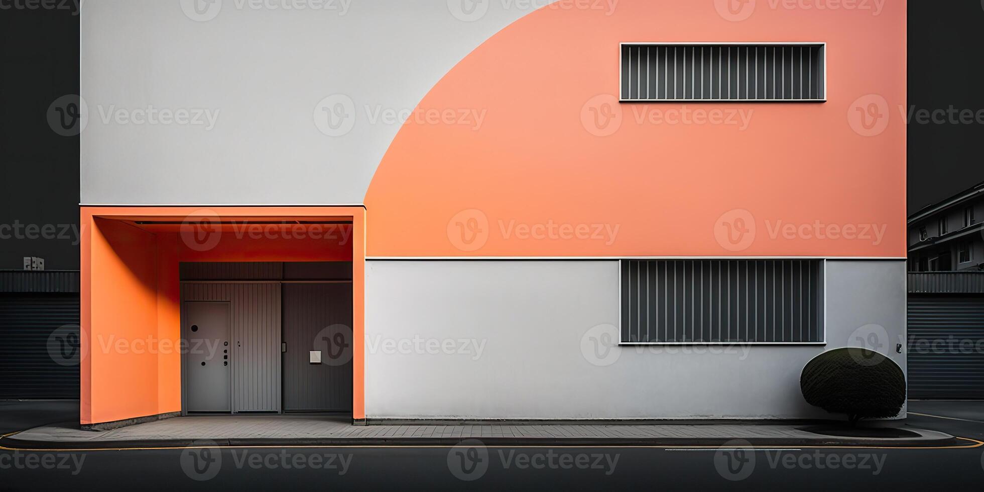 . . Japan style city urban minimal architecture street style photo realistic illustration. Urban concrete aesthetics vibe. Graphic Art