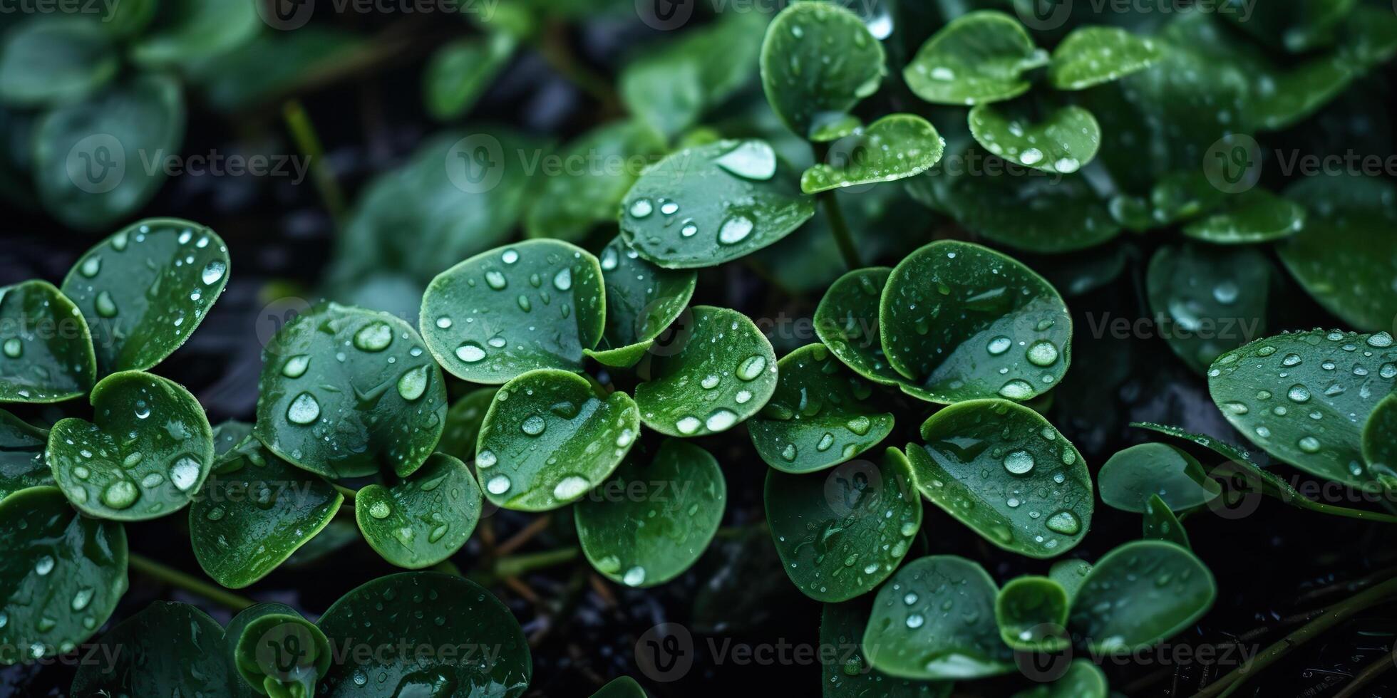 . Photo realistic illustration of top view green fresh clover leafes. Irish symbol. . Graphic Art