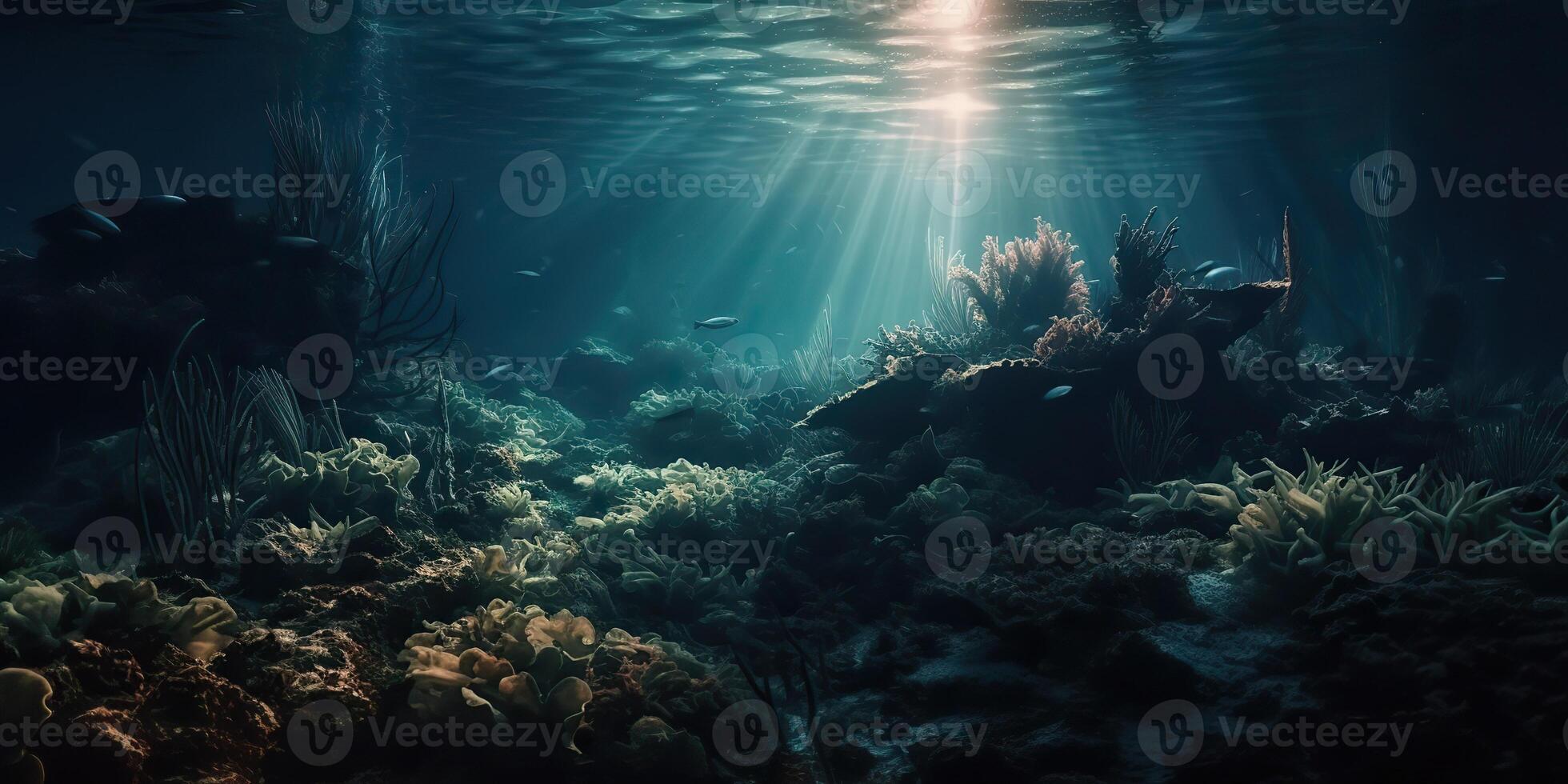 ai generado. ai generativo. foto de debajo mar Oceano mundo. marina náutico con Darm musitico estado animico aventuras onda. gráfico Arte