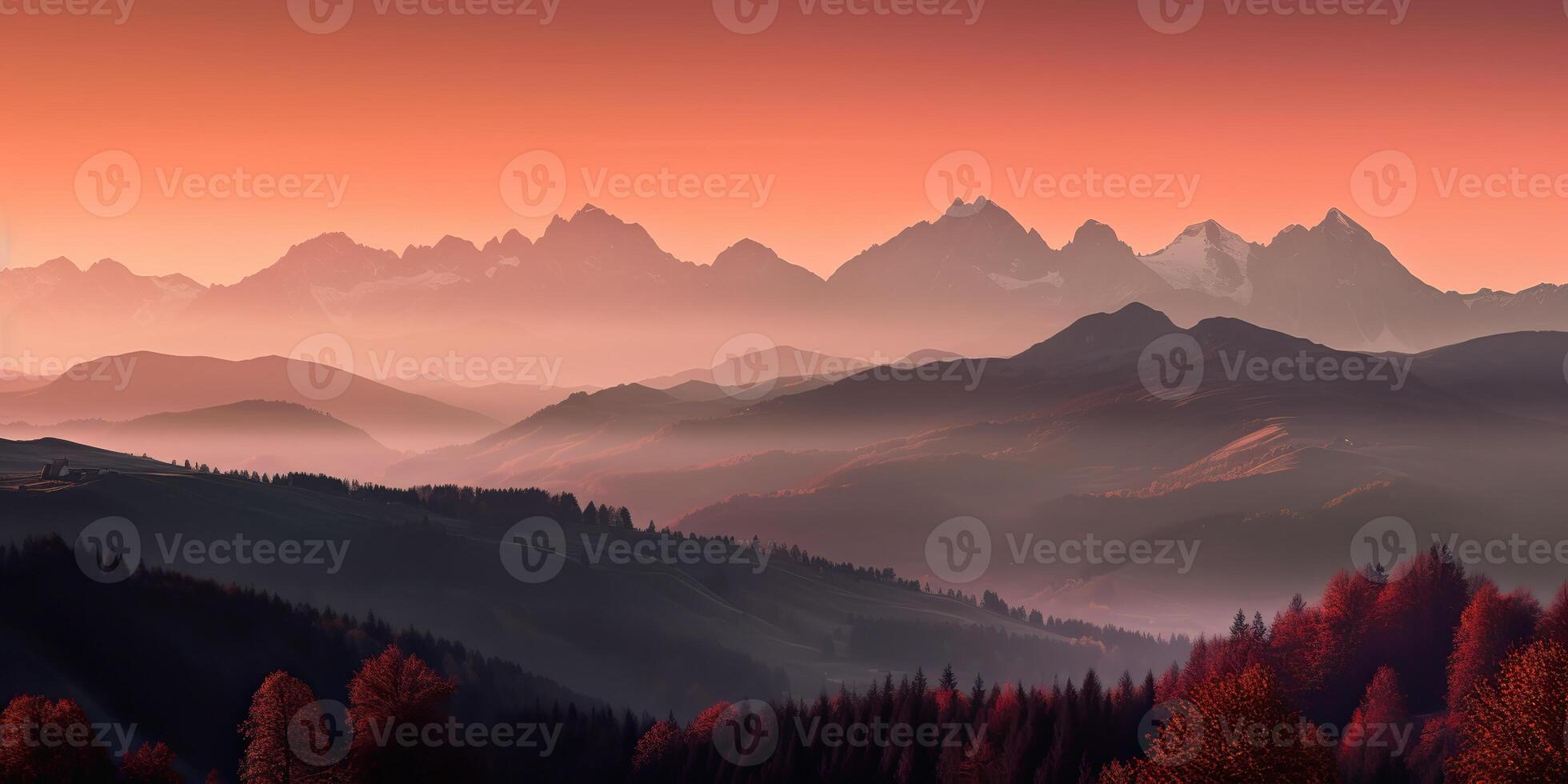 . . Photo realistic illustration of alpen landscape background mountaines hike rocks. Adventure hiking travel explore vibe. Graphic Art