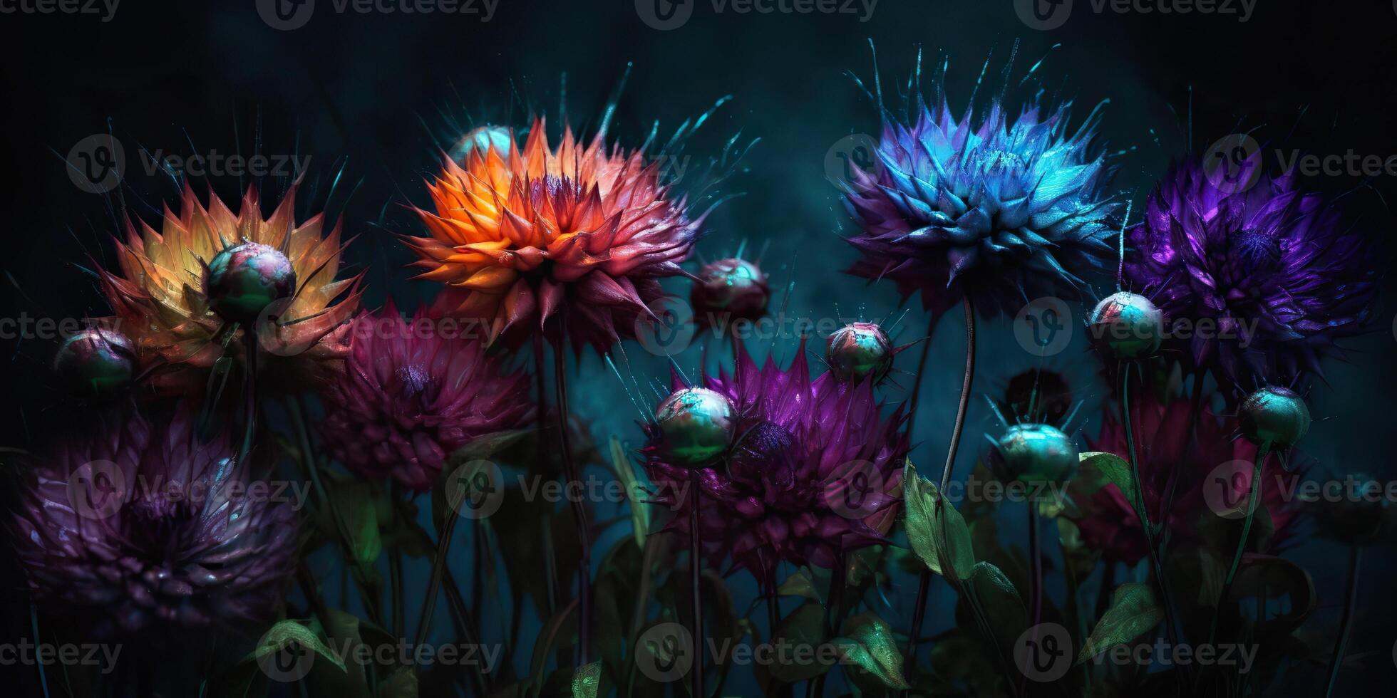 . . Beatiful painted oil drawing flowers. Aesthetics style inspired by dark mood Tim Burton vibe. Graphic Art photo