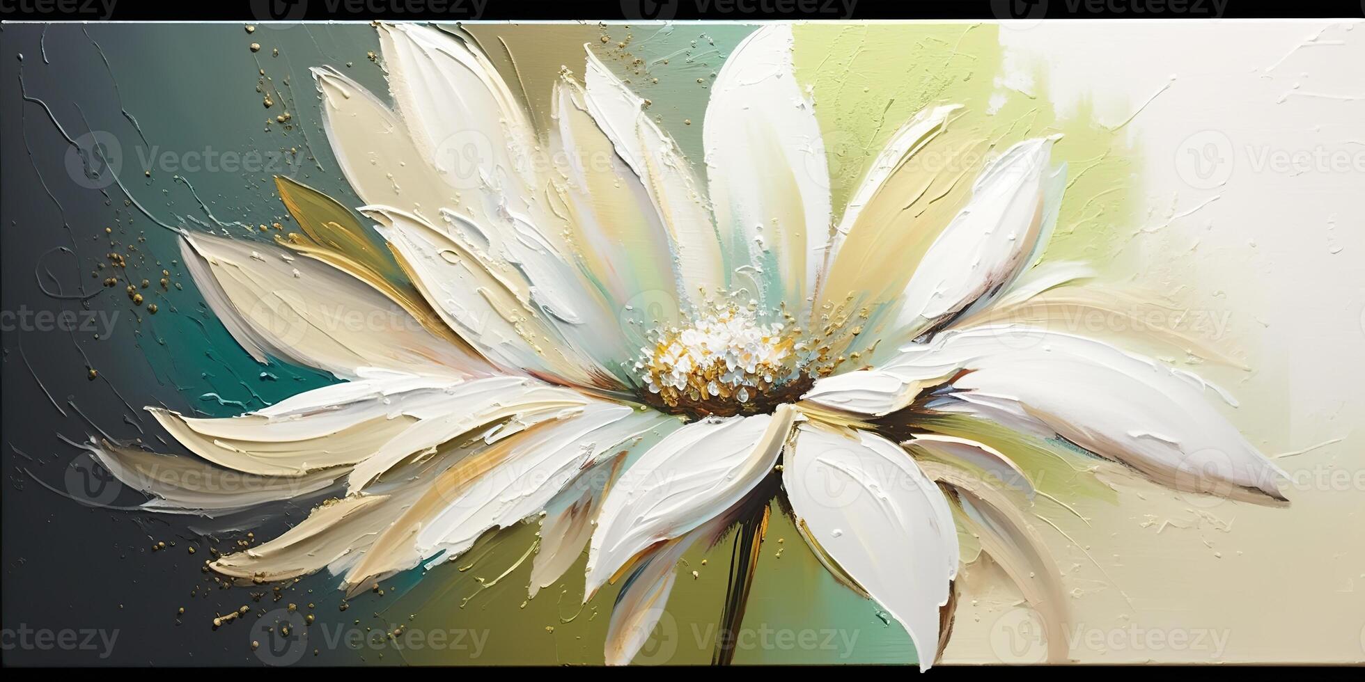 . . White ink oil paint flower on canvas. Artist calm peace romantic love vibe. Graphic Art photo