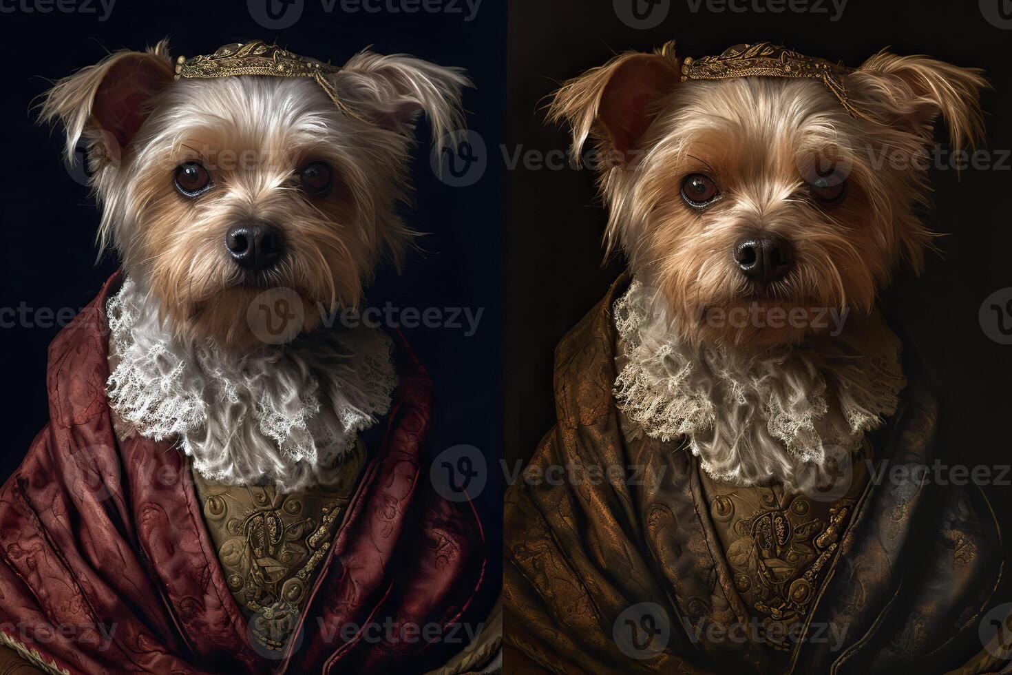 . . Painting of a Yorkshire terrier in renaissance clothing realistic illustration. Vintage retro elite vibe. Graphic Art photo