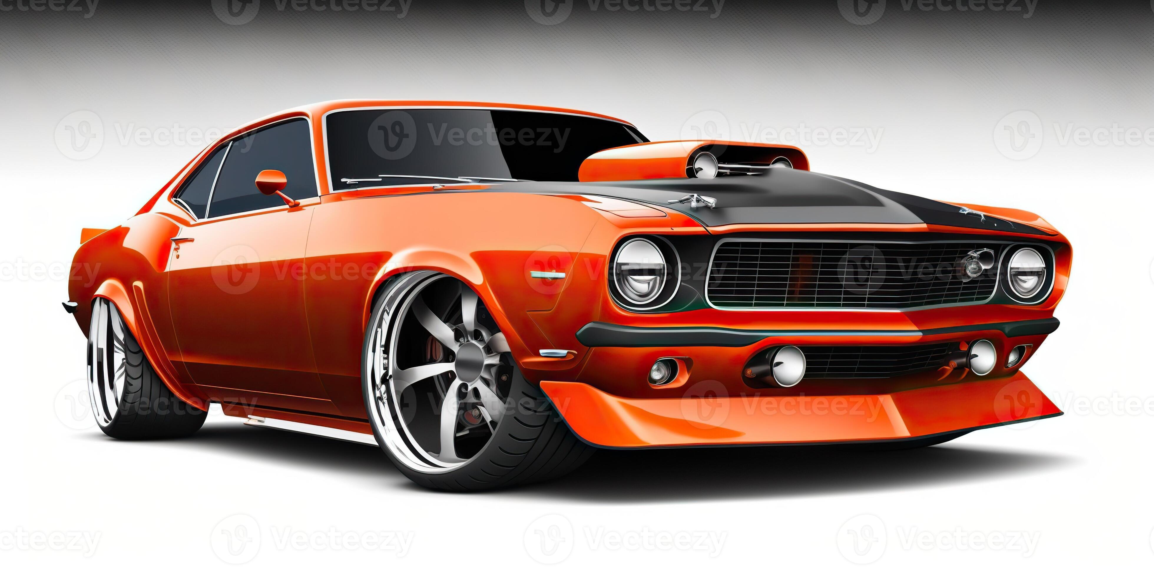 Realisitc cartoon illustration of sportcar muscle car mustang in