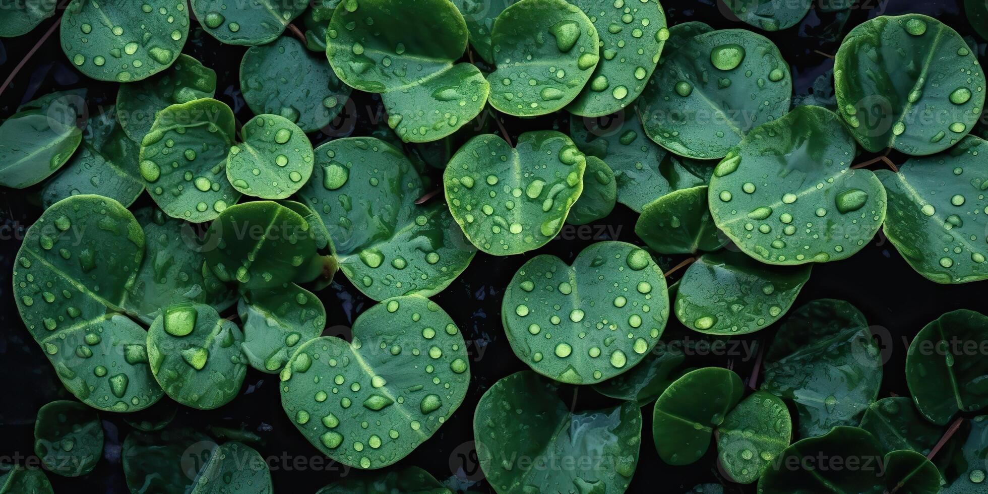 . Photo realistic illustration of top view green fresh clover leafes. Irish symbol. . Graphic Art