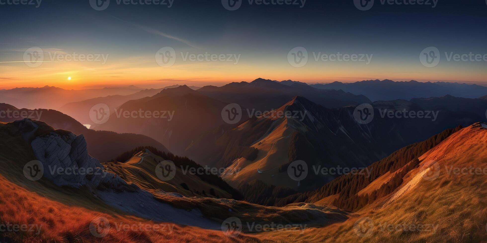 . . Photo realistic illustration of alpen landscape background mountaines hike rocks. Adventure hiking travel explore vibe. Graphic Art