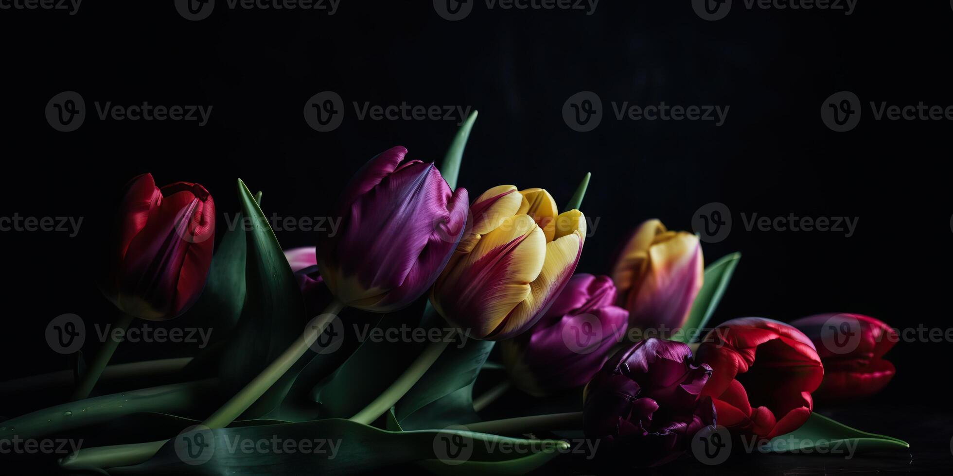 . . Aesthetics tulip flowers pattern mock up. Inspired by Tim Burton dark mood vibe. Can be used for decoration or graphic love design. Graphic Art photo