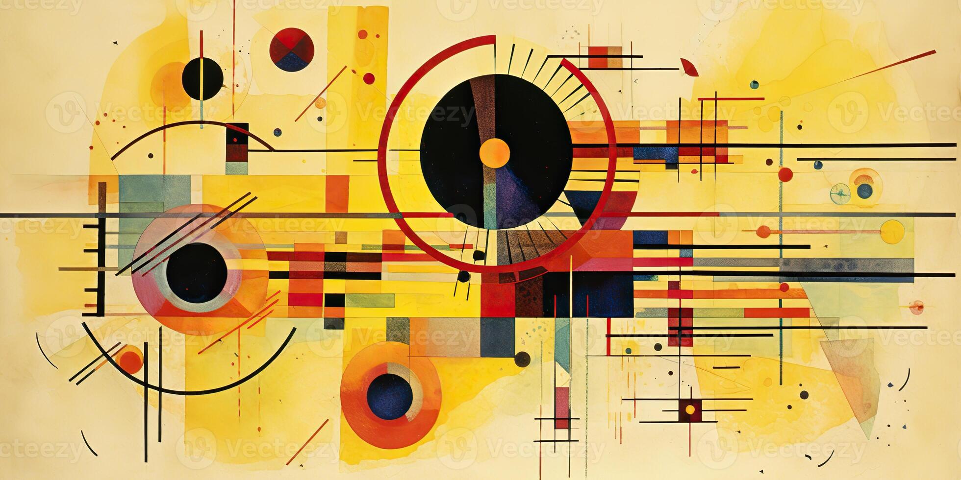 ai generado. ai generativo. resumen Clásico retro estética piso plan antecedentes modelo inspirado por wassily Kandinsky. lata ser usado me gusta póster para hogar decoración. gráfico Arte foto