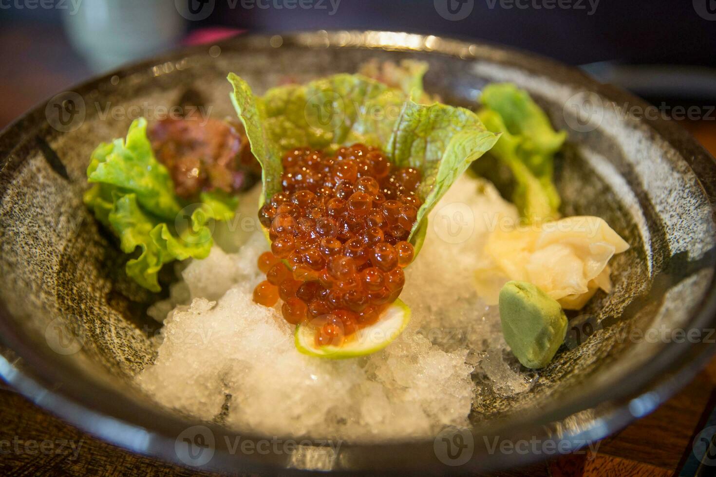 Ikura sashimi on ice photo