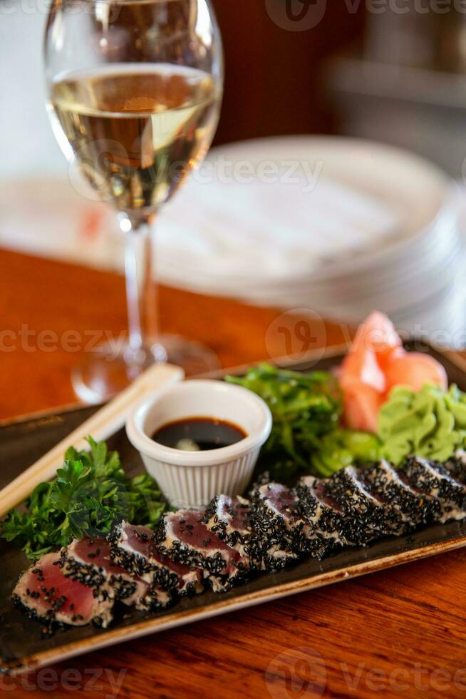 Seared black and White Tuna photo