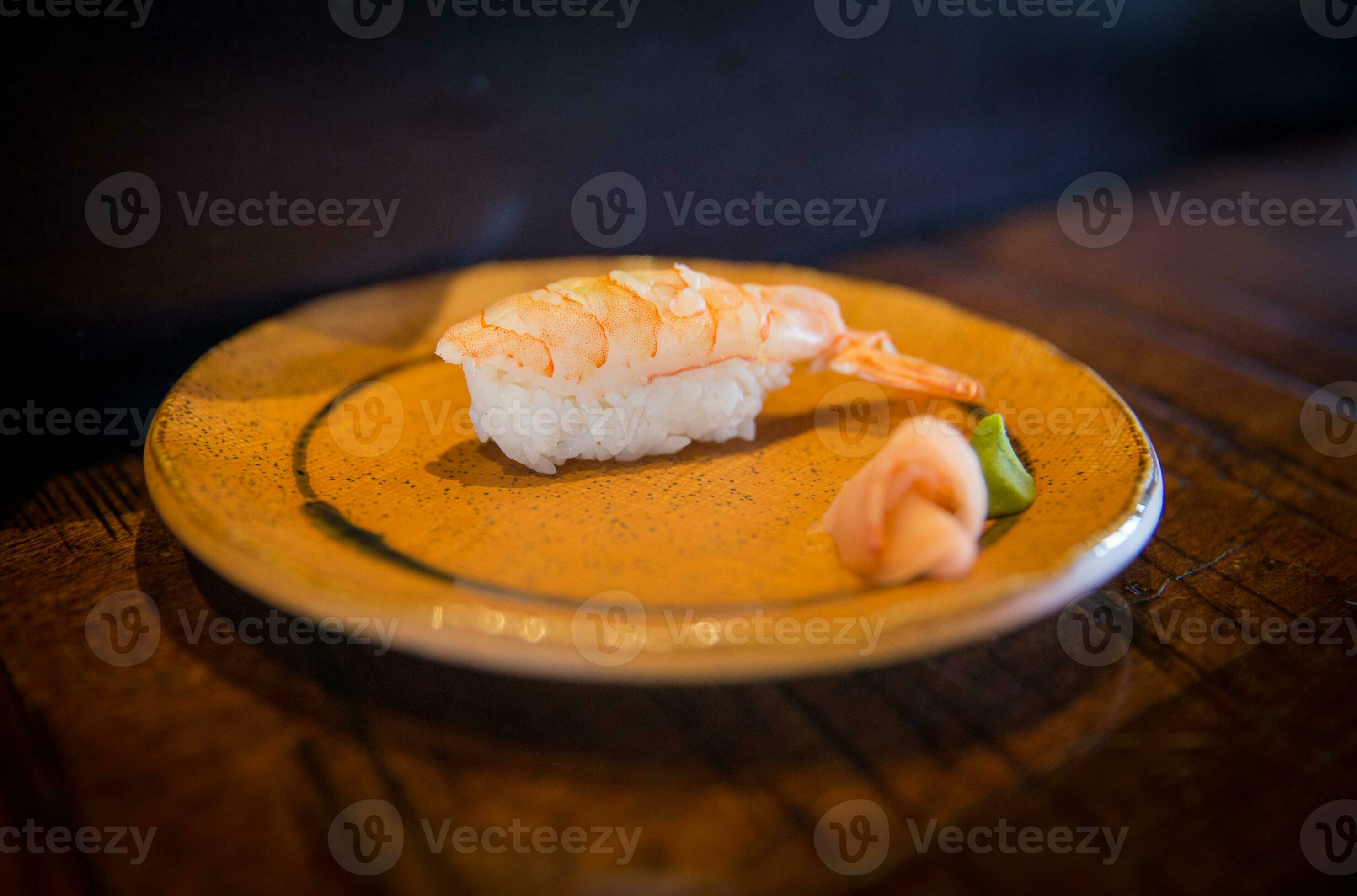Ebi sushi with wasabi and ginger 23779596 Stock Photo at Vecteezy