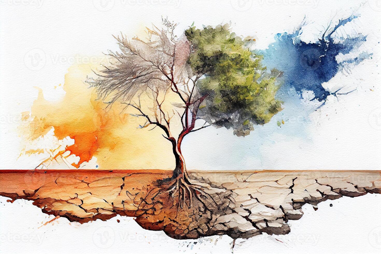 Concept of drought, climate change and global warming. photo