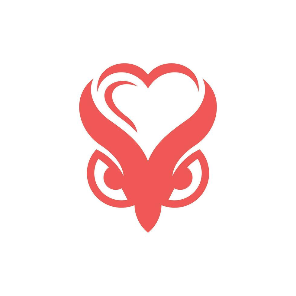 animal búho cara amor moderno creativo logo vector