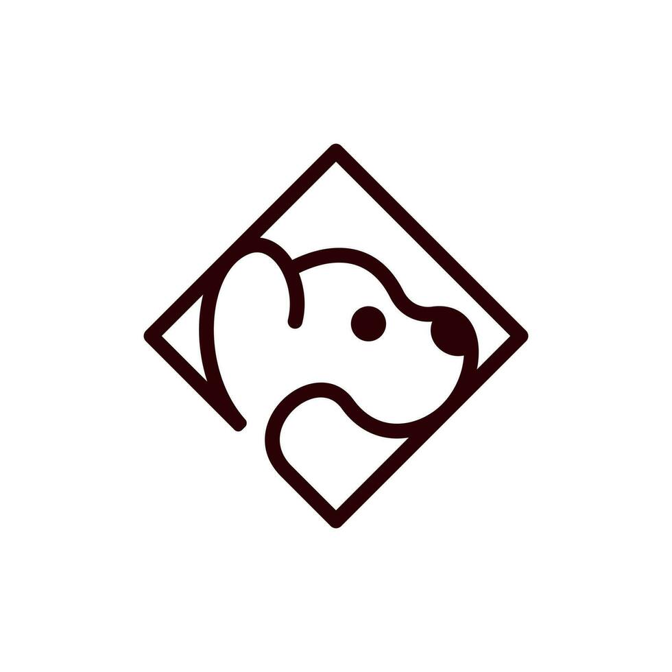 animal perro cabeza cuadrado línea sencillo creativo logo vector