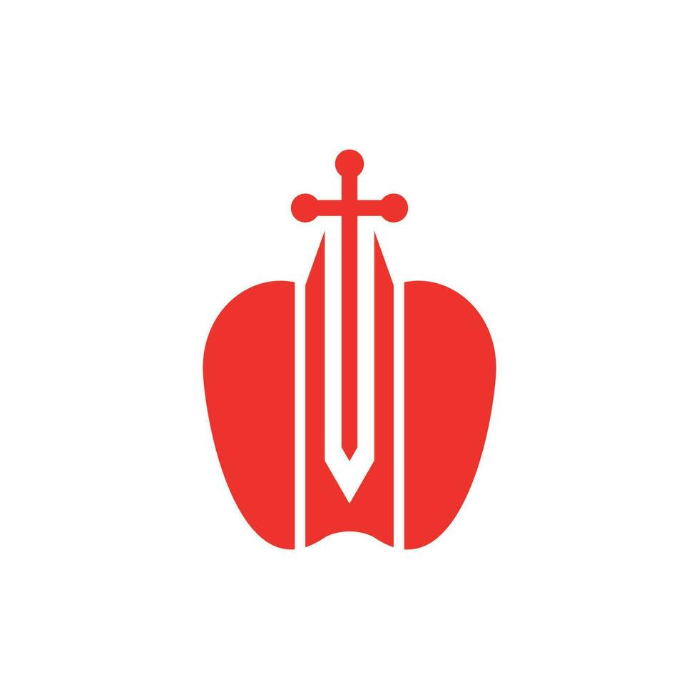 manzana espada batalla moderno creativo logo vector