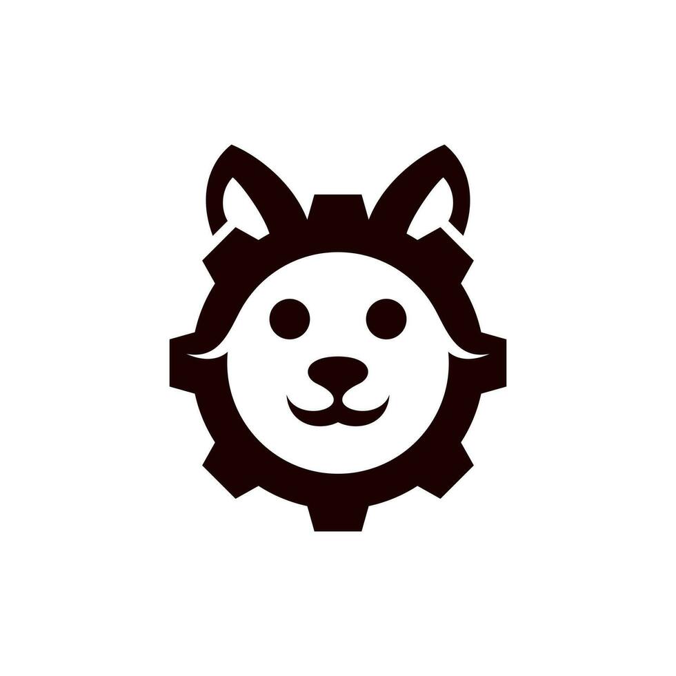 Animal Rabbit Face Gear Creative Logo vector