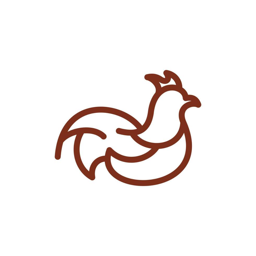 Animal Rooster Cute Line Modern Creative Logo vector