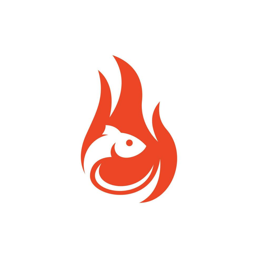 Fish flame modern creative logo design vector