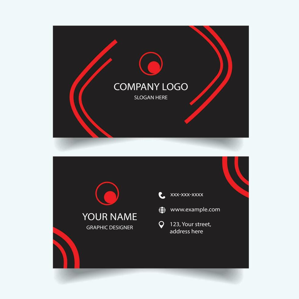 Business Card Template in Red and Black vector