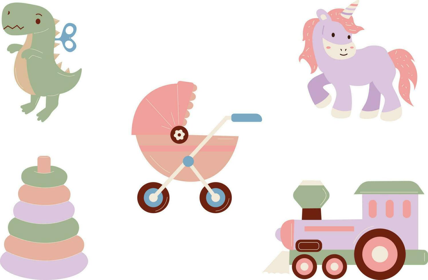 set of toys. set off children toy. toy element vector illustration. Children day