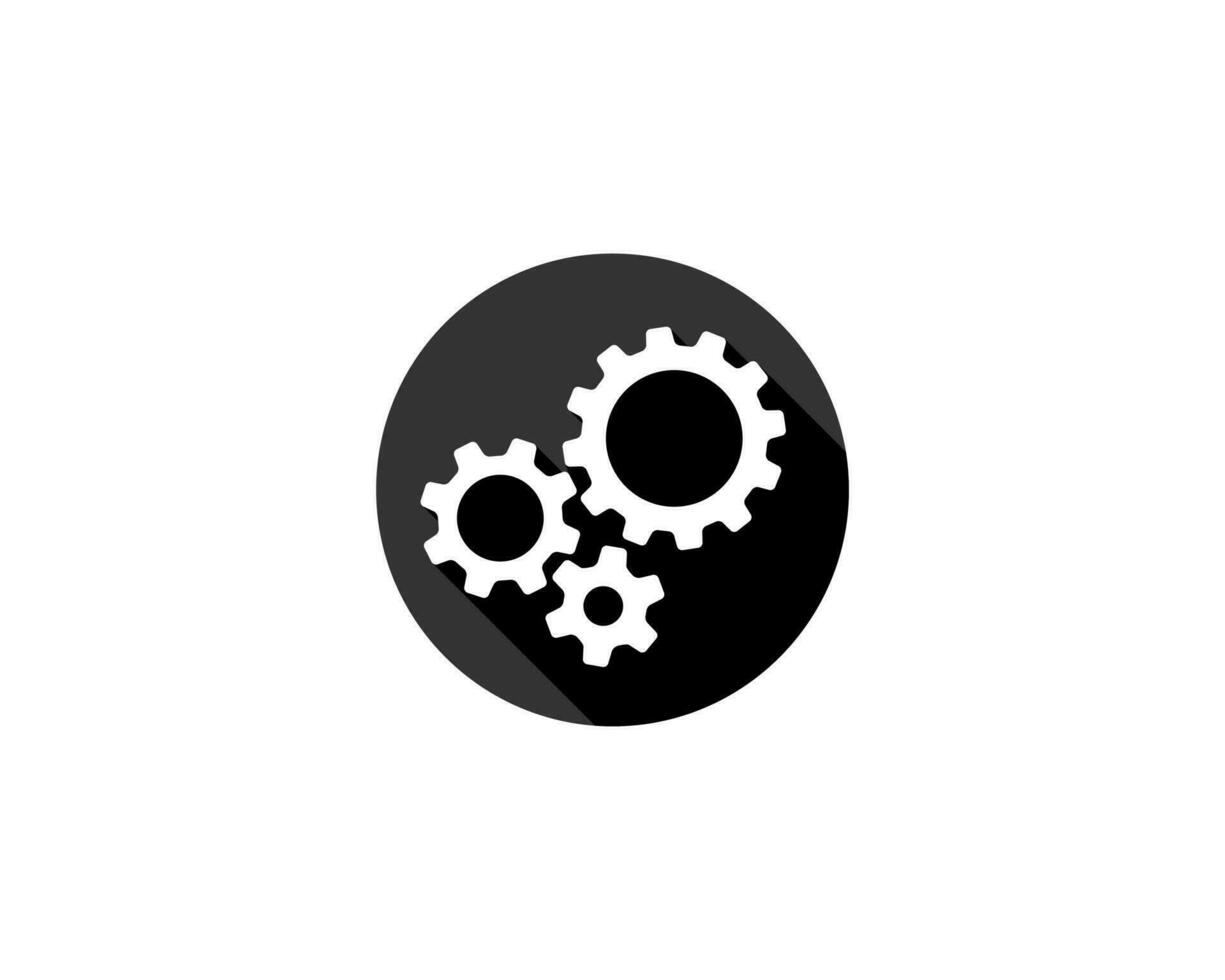 Metal gears and cogs vector. Gear icon flat design. Mechanism wheels logo. Cogwheel concept template. vector