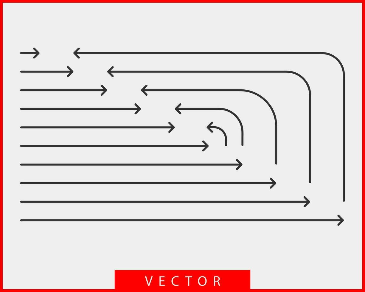 colección flechas vector fondo blanco y negro símbolos. icono de flecha diferente establece círculo, arriba, rizado, recto y retorcido. elementos de diseño.