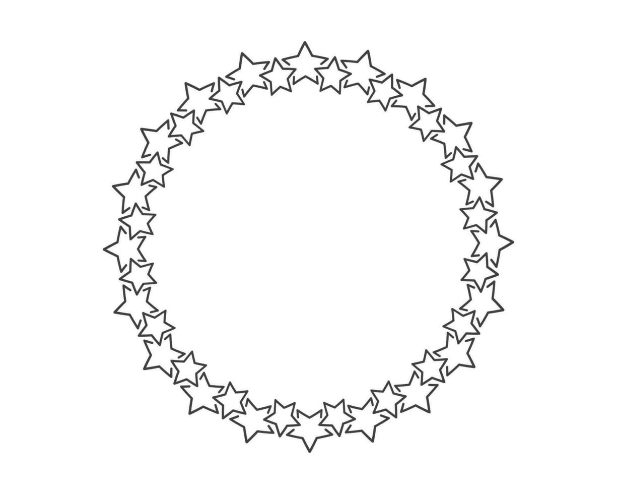 Start decoration frame in vector. Stars abstract round border. vector