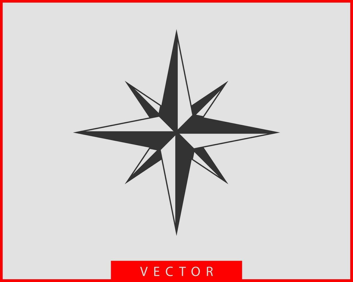 vector de icono de brújula. Navegación de la estrella de la rosa de los vientos.