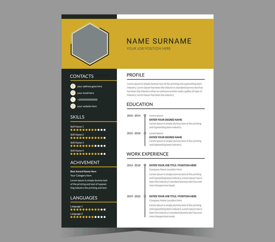 CV template or modern resume and vector design.