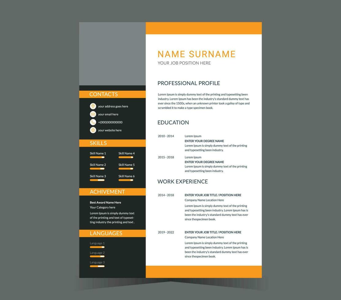 CV template or modern resume and vector design.