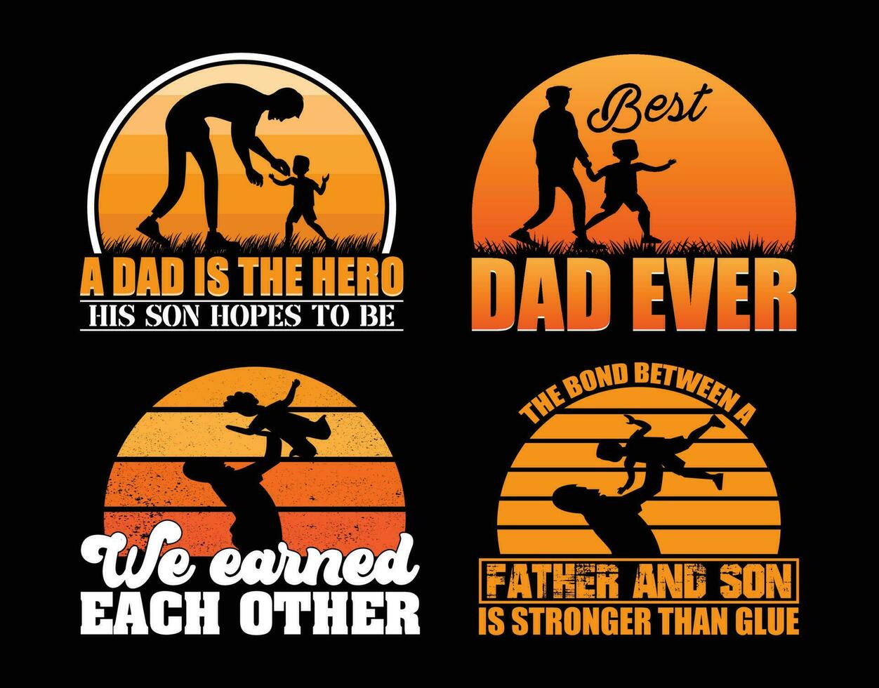 Father's Day T shirt Design Bundle, Quotes about Father's Day, Dad T shirt, Father typography T shirt design Collection vector