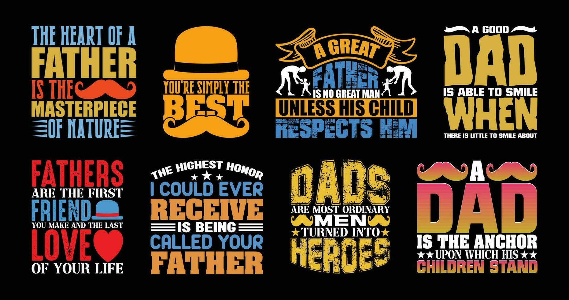 Father's Day T shirt Design Bundle, Quotes about Father's Day, Dad T shirt, Father typography T shirt design Collection vector