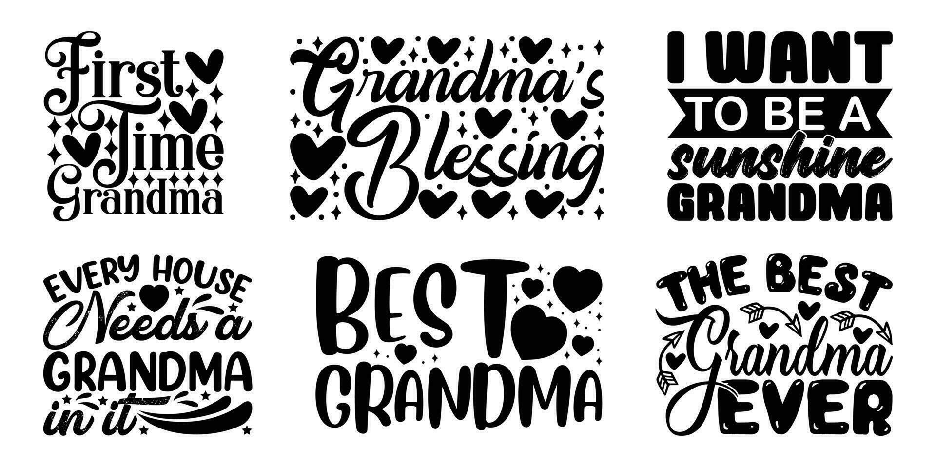 Grandma T shirt Design Bundle, Quotes about Grandparents Day, Grandmother T shirt, Grandma typography T shirt design Collection vector