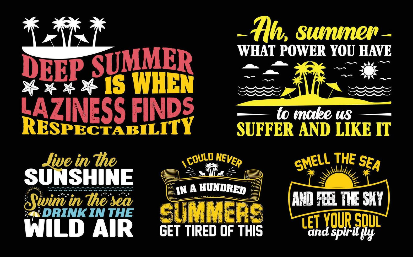 verano t camisa diseño manojo, citas acerca de verano, playa t camisa, verano tipografía t camisa diseño colección vector