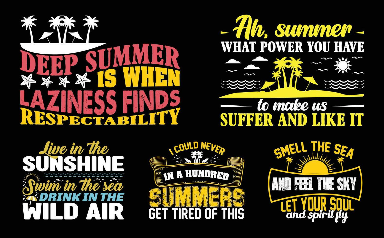 Summer T shirt Design Bundle, Quotes about Summer, Beach T shirt, Summer typography T shirt design Collection vector