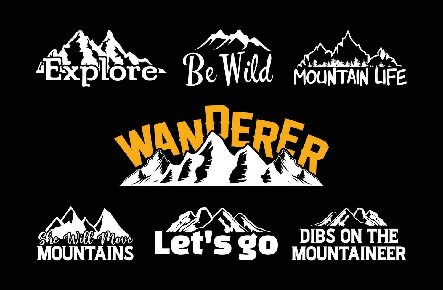 Mountain T shirt Design Bundle, Quotes about Traveling, Adventure T shirt, Hiking, Camping typography T shirt design Collection vector