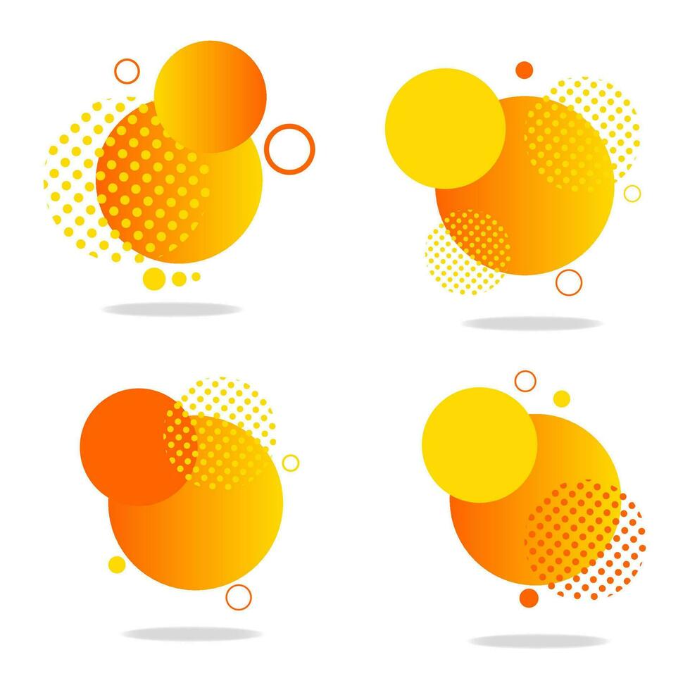 conjunto de redondo resumen insignias, íconos o formas en amarillo y naranja color vector