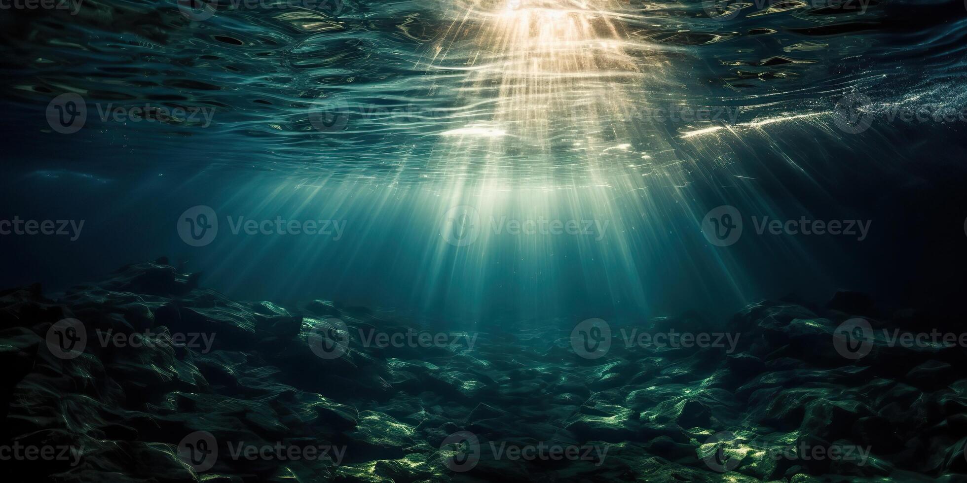 . . Photo of under sea ocean world. Marine Nautical with darm mustic mood adventure vibe. Graphic Art