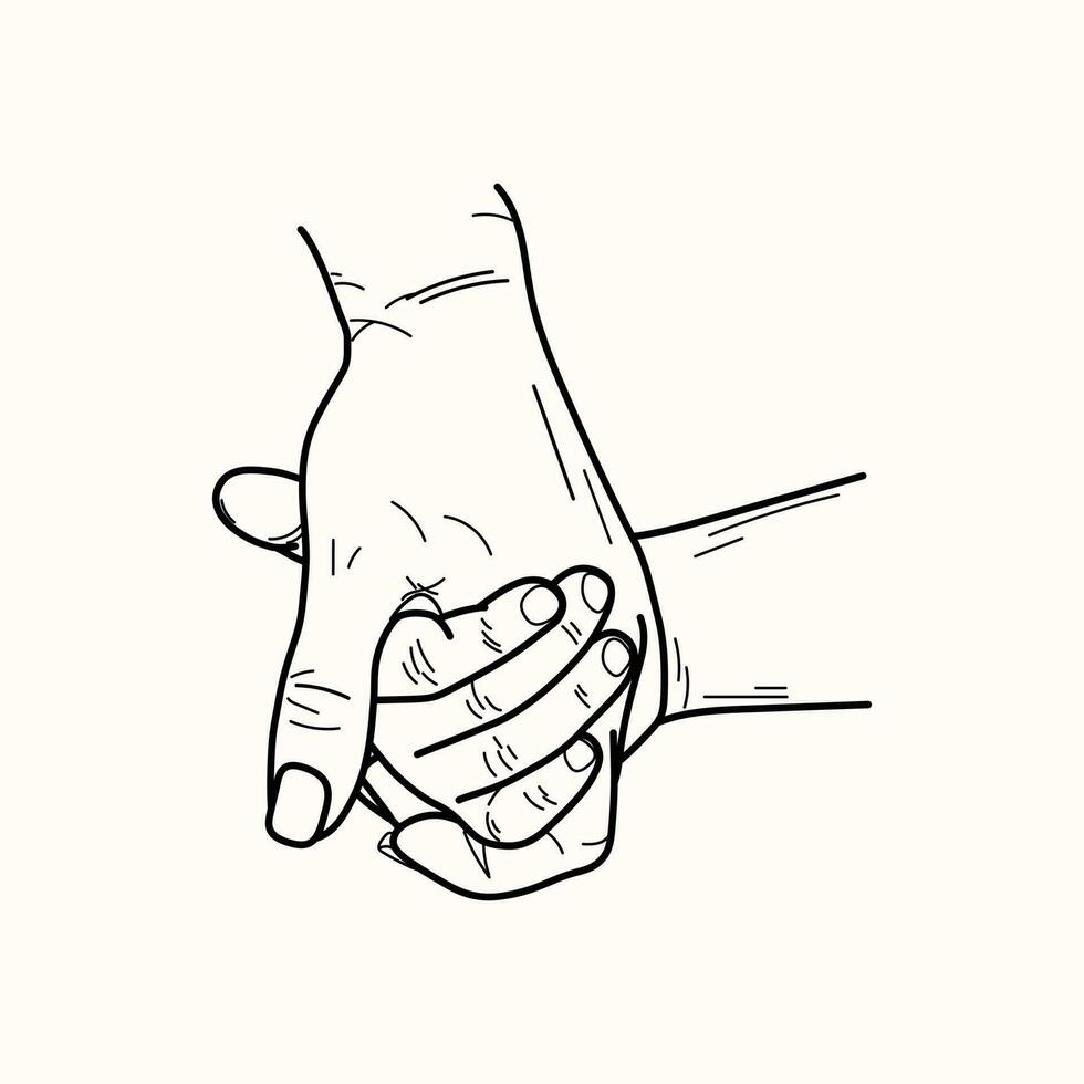 Happy fathers day the father holding hand child hand drawn sketch vector