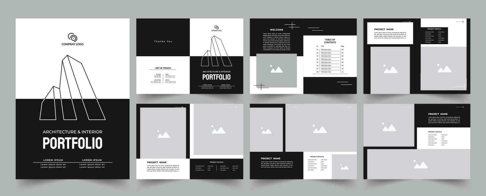 Architecture portfolio brochure template or interior portfolio design template vector