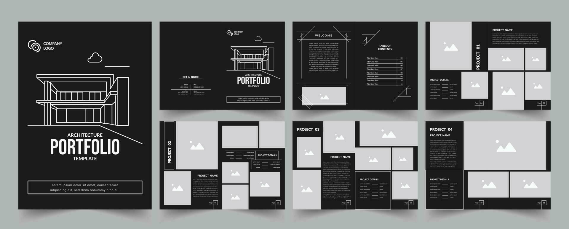 Architecture portfolio and professional interior portfolio design template vector