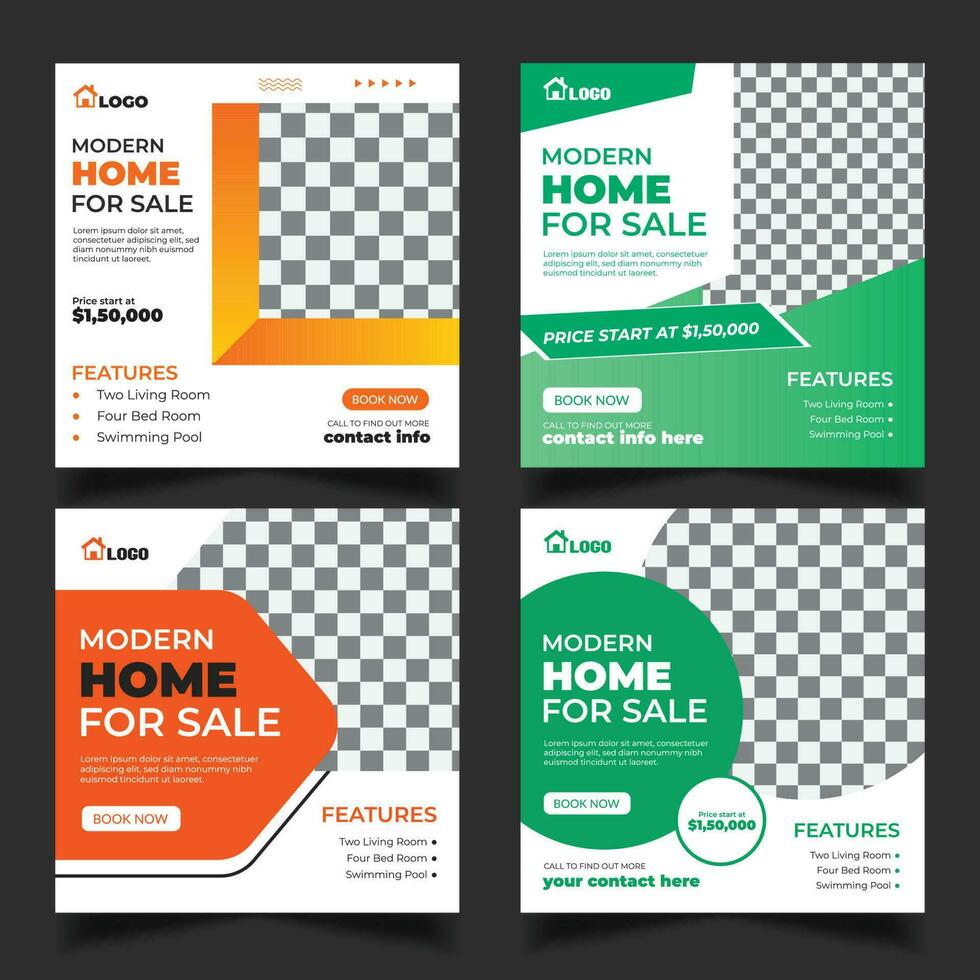 Home rent and sale social media post design template Bundle, square web banner, Premium Vector, Real Estate social media post,banner,abstract background design template vector