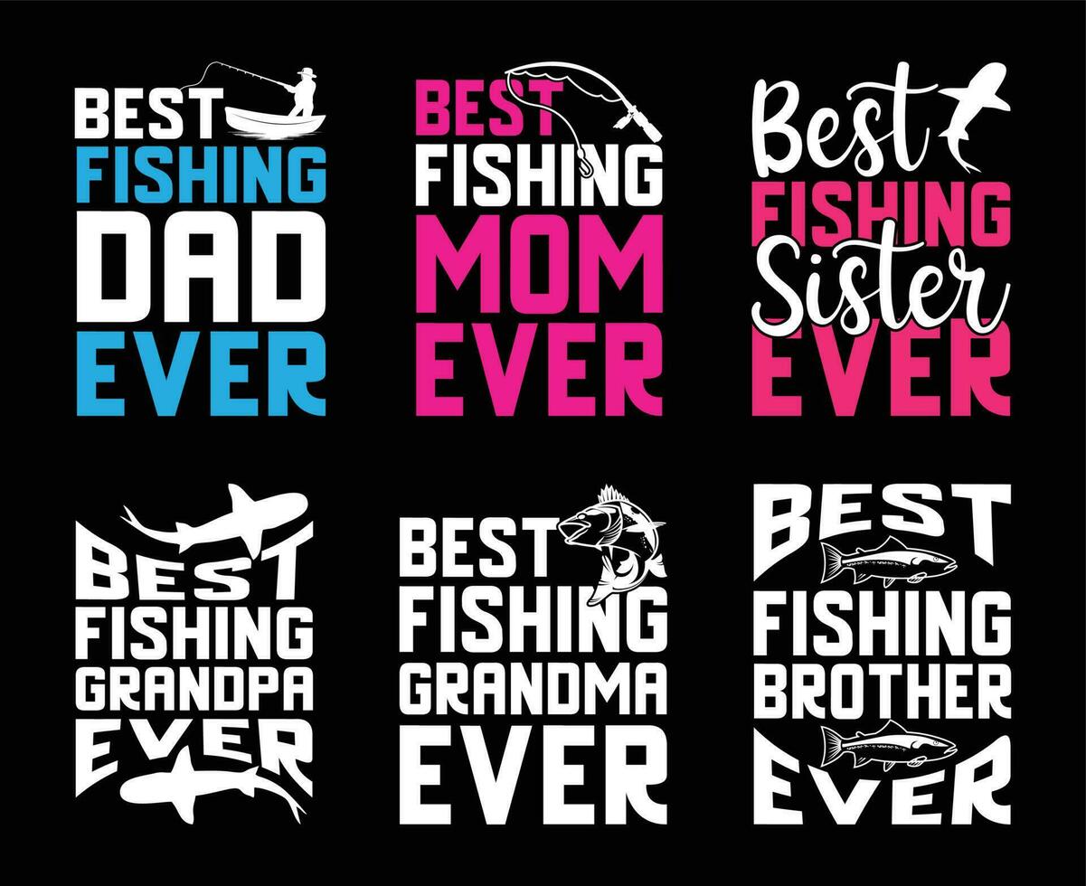 Best Fishing Dad Ever T shirt Design Bundle, Quotes about Fishing, Fishing T shirt, Fishing typography T shirt design Collection vector