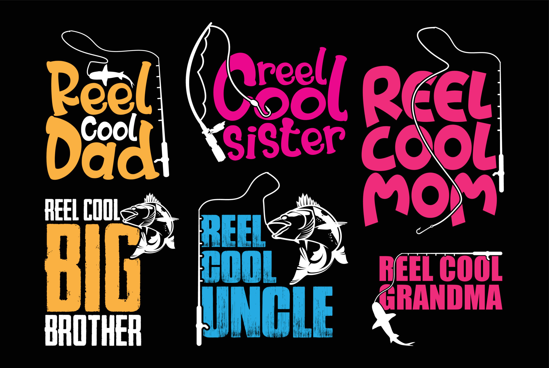 Reel Cool Dad Fishing T shirt Design Bundle, Quotes about Fishing