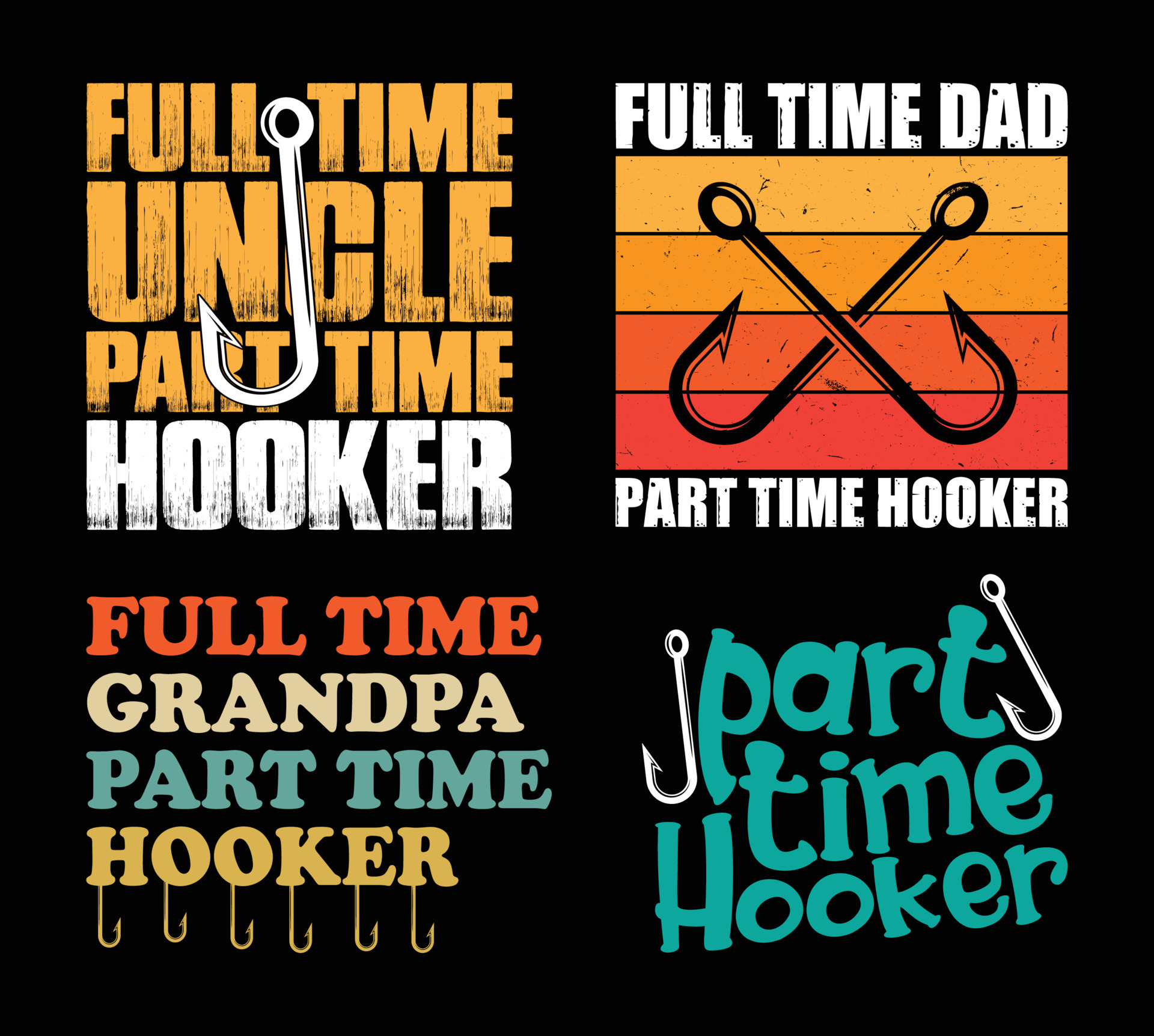 Part Time Hooker Fishing T shirt Design Bundle, Quotes about