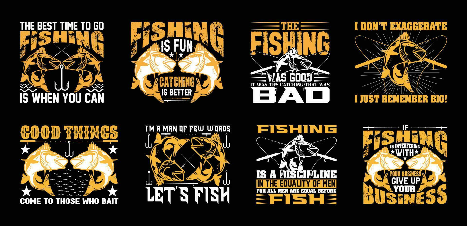 Fishing T shirt Design Bundle, Quotes about Fishing, Fishing T shirt, Fishing typography T shirt design Collection vector